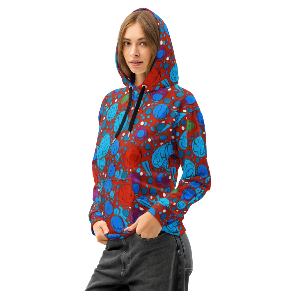 Scarlet Orbit on Cotton Hoodie — Left Front