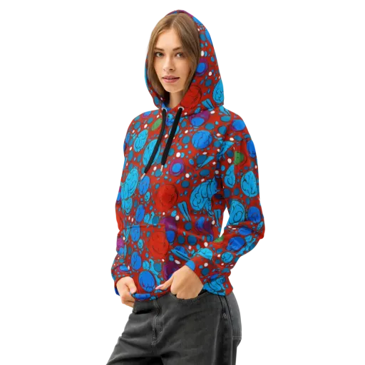 Scarlet Orbit on a Cotton Hoodie