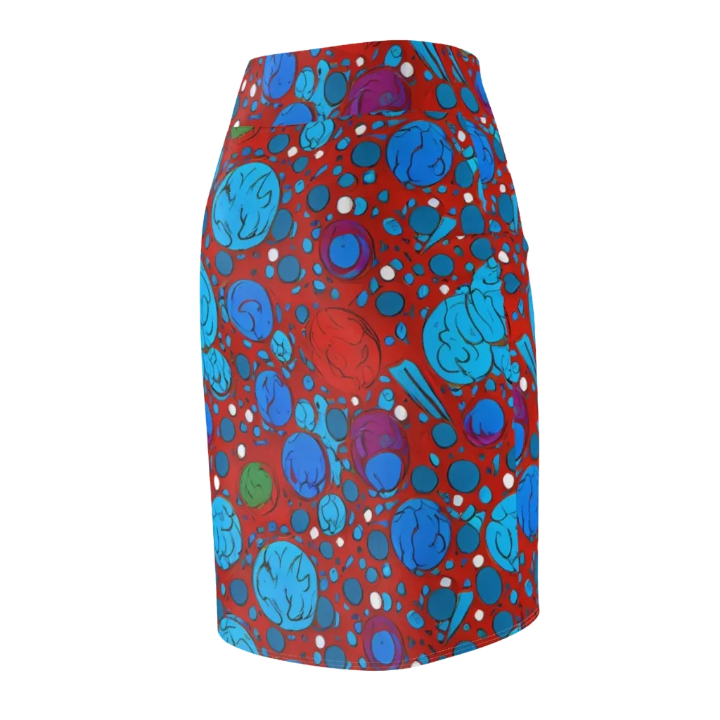 Scarlet Orbit on Pencil Skirt — Back Side