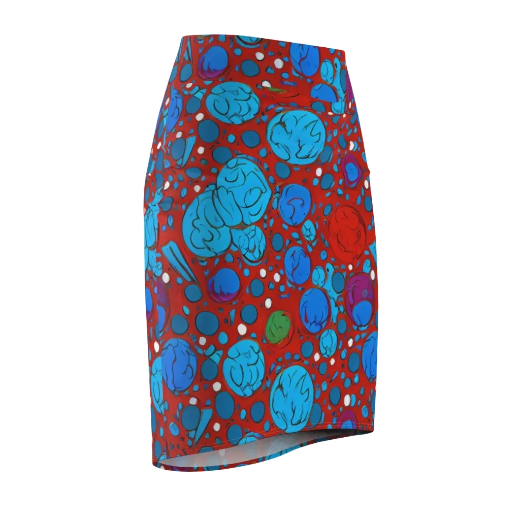 Scarlet Orbit on Pencil Skirt — Front Side
