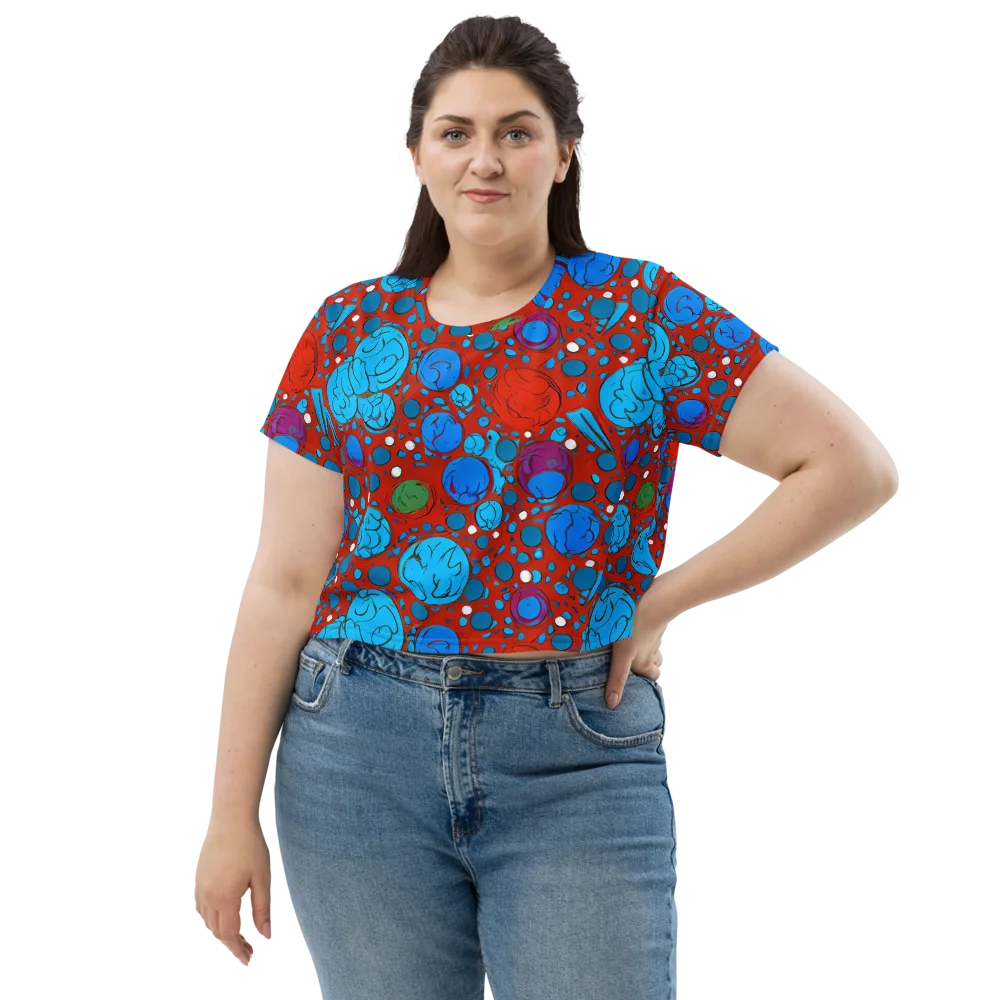 Scarlet Orbit on Crop Tee — Front