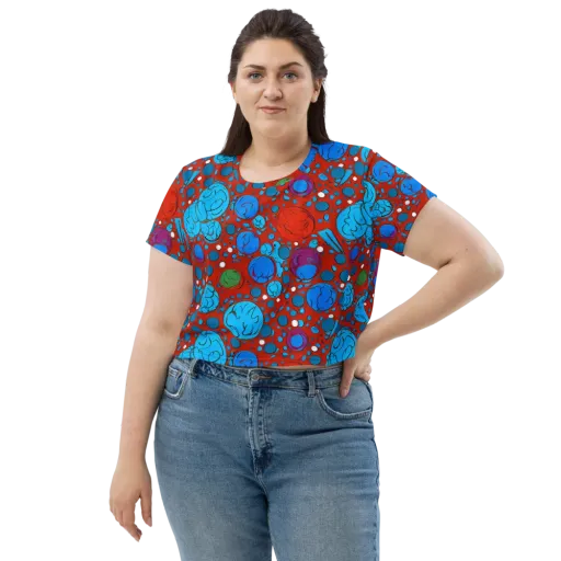 Scarlet Orbit on a Crop Tee