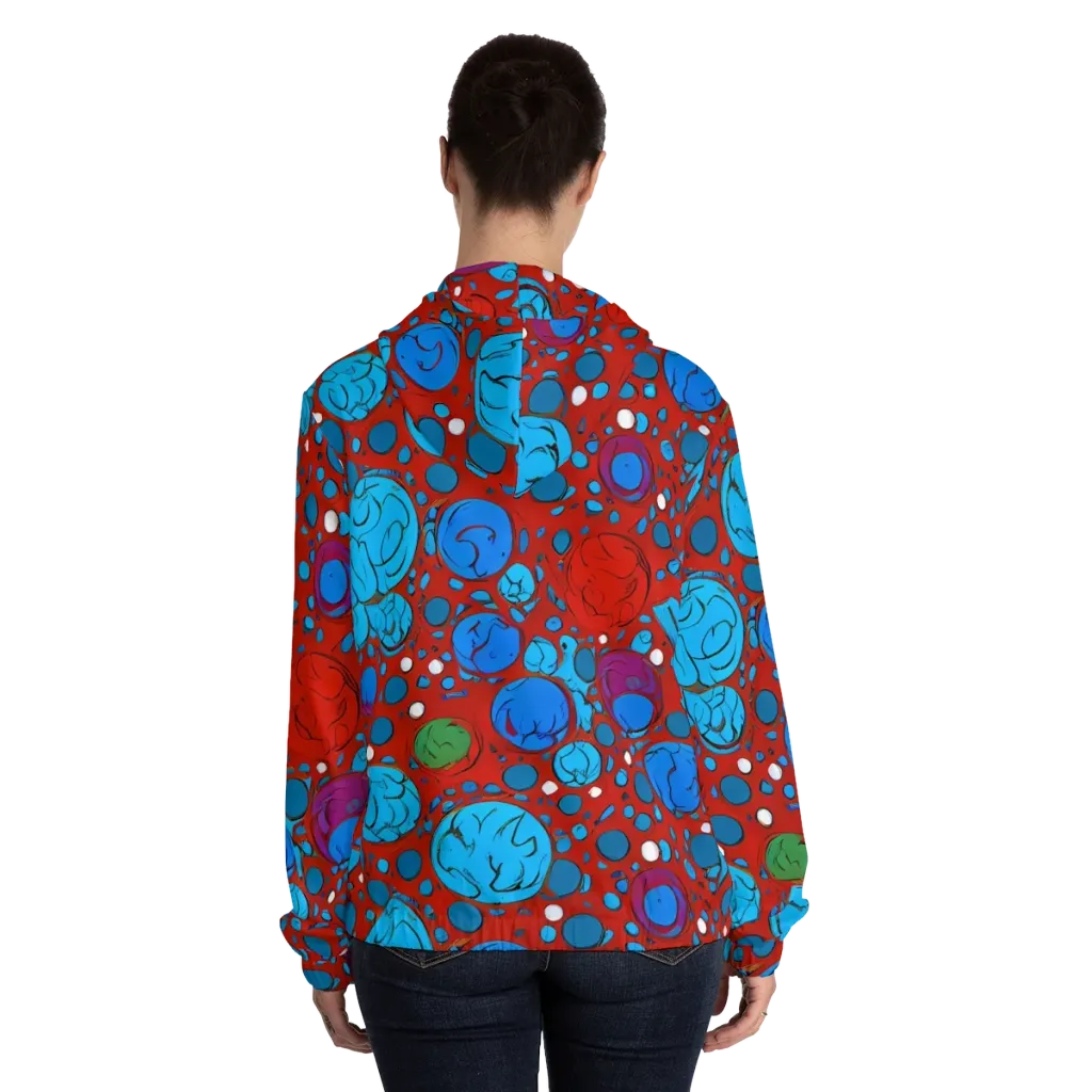 Scarlet Orbit on Women's Full-Zip Hoodie — Back On Person