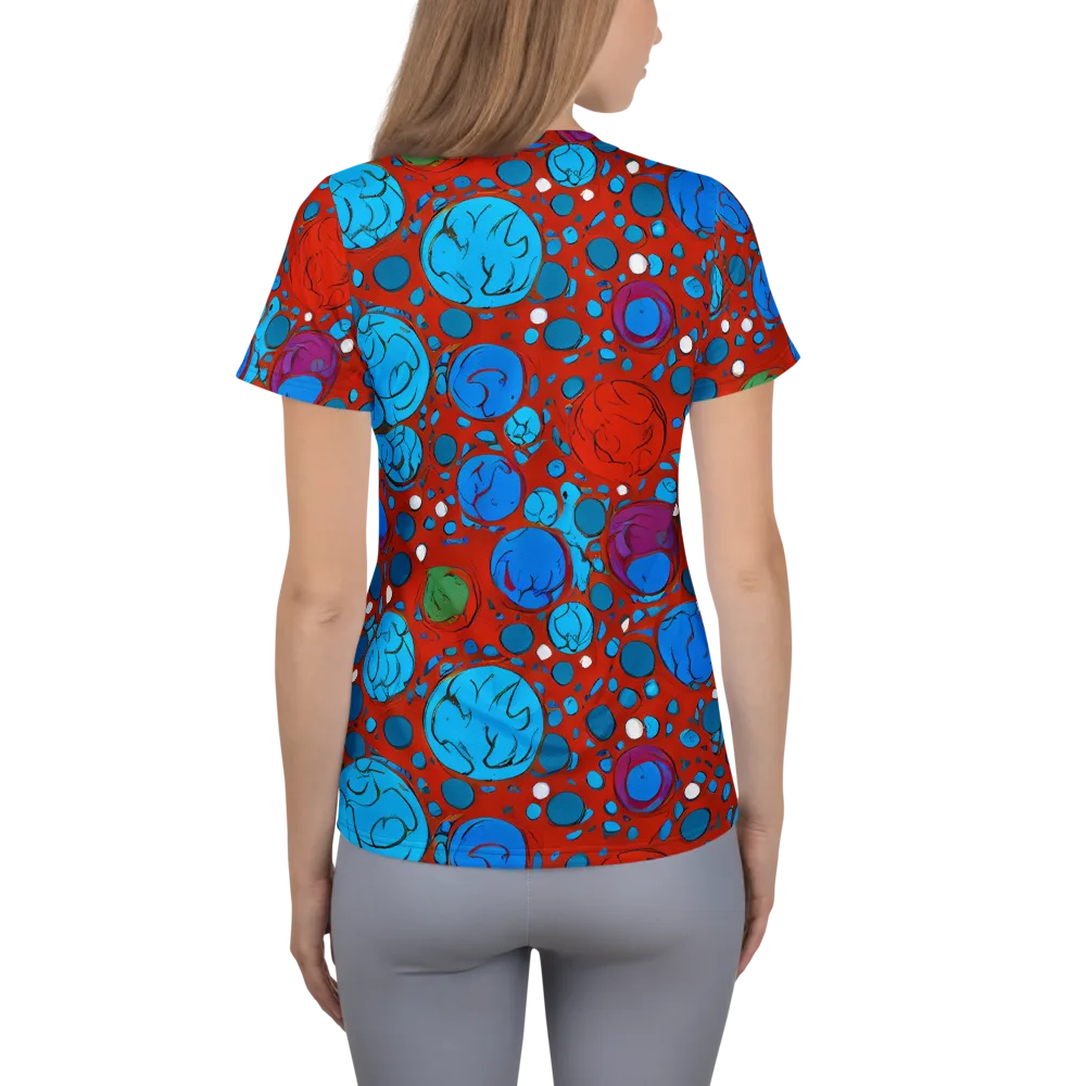 Scarlet Orbit on Women's Athletic T-Shirt — Back