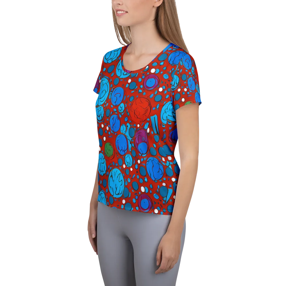 Scarlet Orbit on Women's Athletic T-Shirt — Left