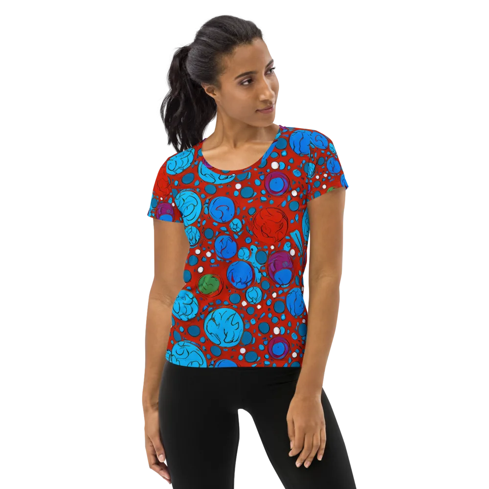 Scarlet Orbit on Women's Athletic T-Shirt — Front