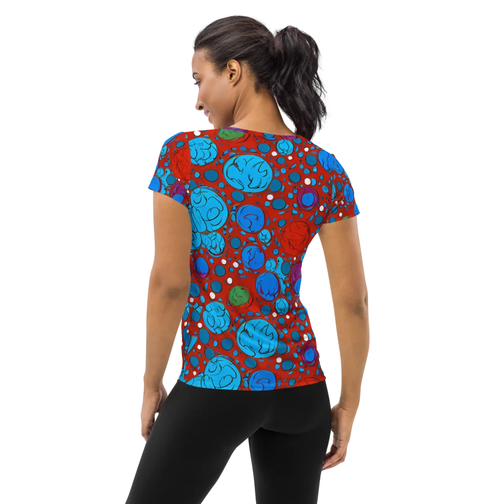 Scarlet Orbit on Women's Athletic T-Shirt — Back