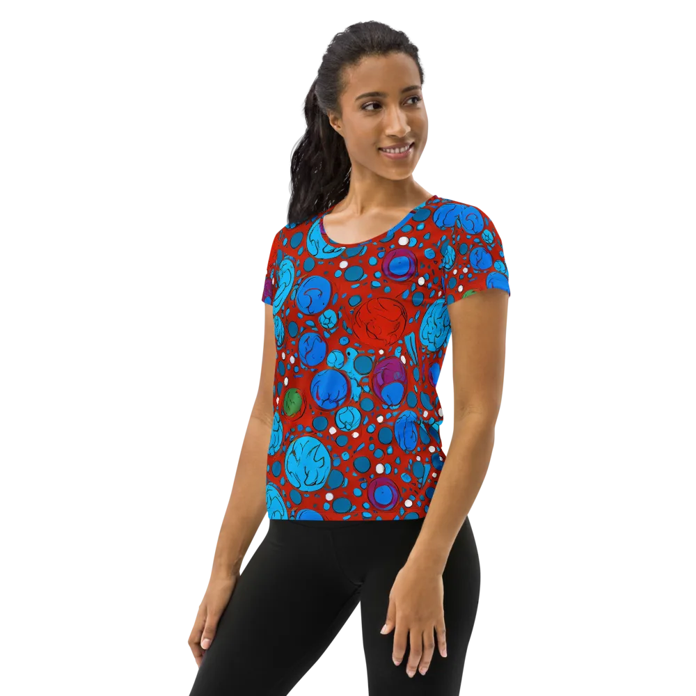Scarlet Orbit on Women's Athletic T-Shirt — Left