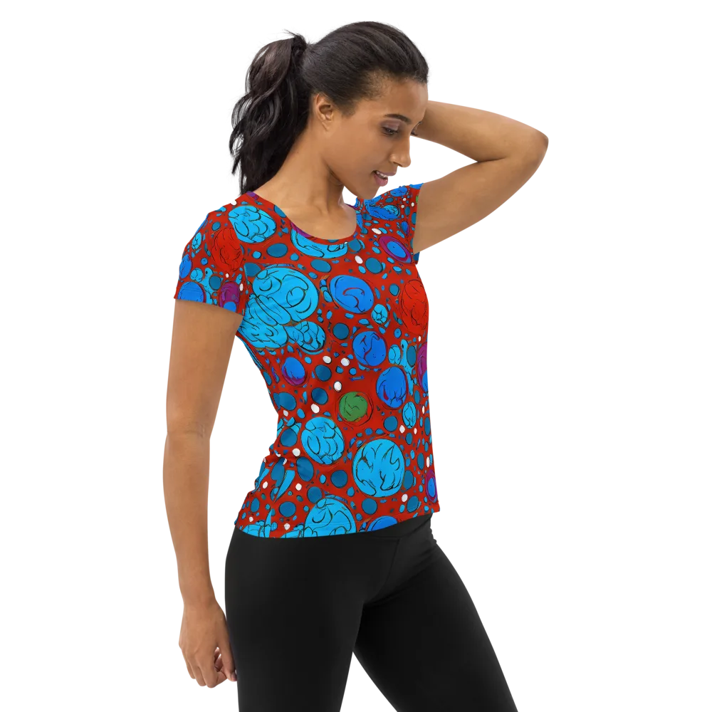 Scarlet Orbit on Women's Athletic T-Shirt — Right