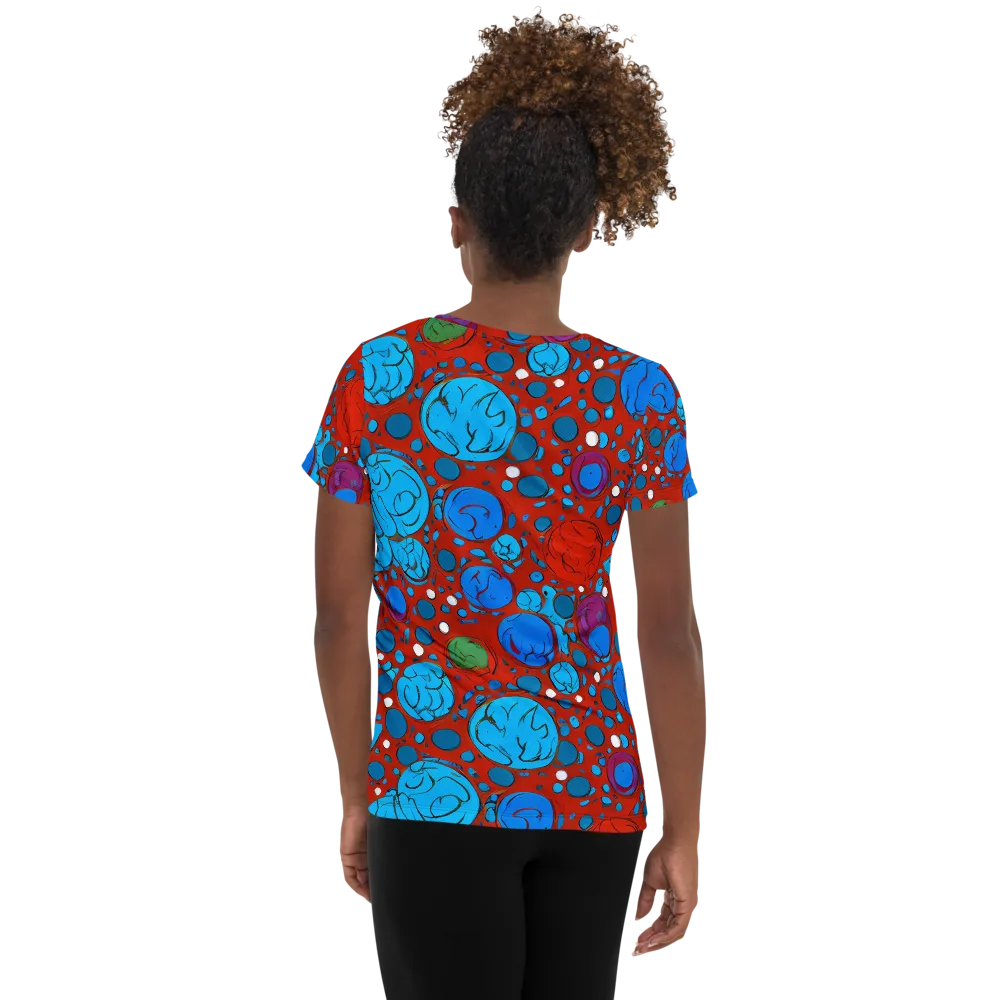 Scarlet Orbit on Women's Athletic T-Shirt — Back