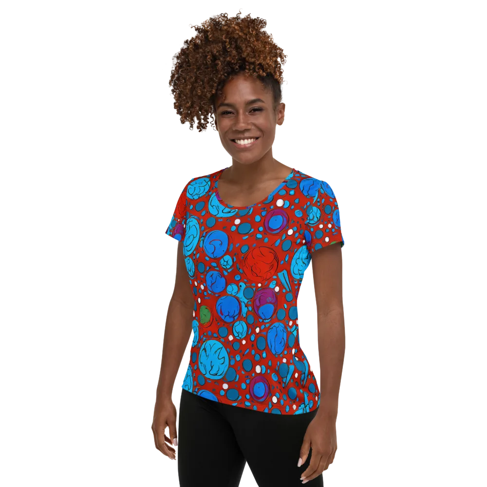Scarlet Orbit on Women's Athletic T-Shirt — Left