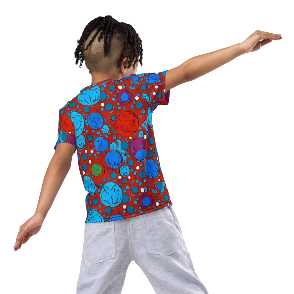 Scarlet Orbit on Kids Crew Neck T-Shirt — Back