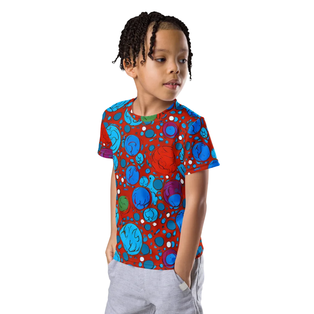 Scarlet Orbit on Kids Crew Neck T-Shirt — Left Front