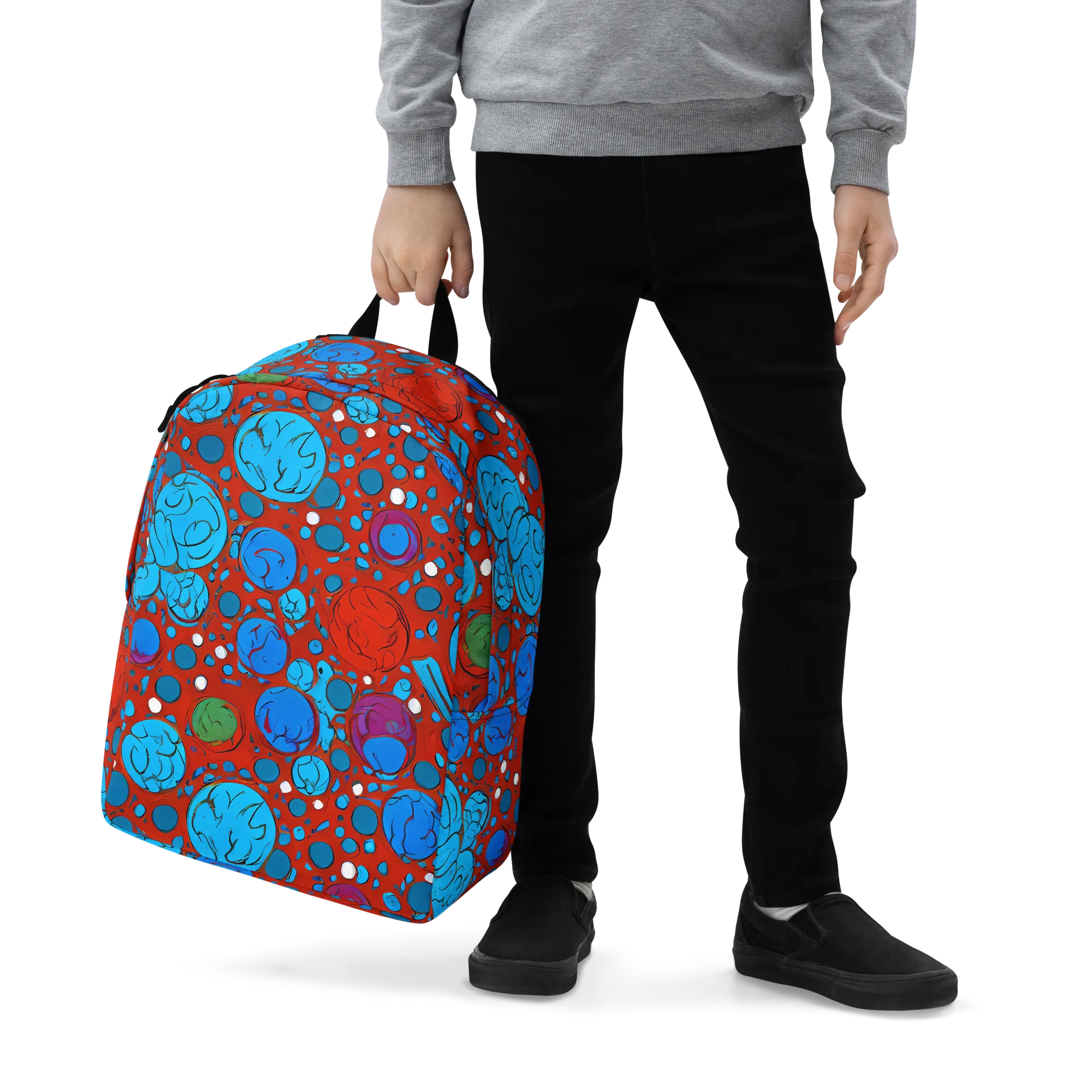 Scarlet Orbit on Minimalist Backpack — Zoomed-in