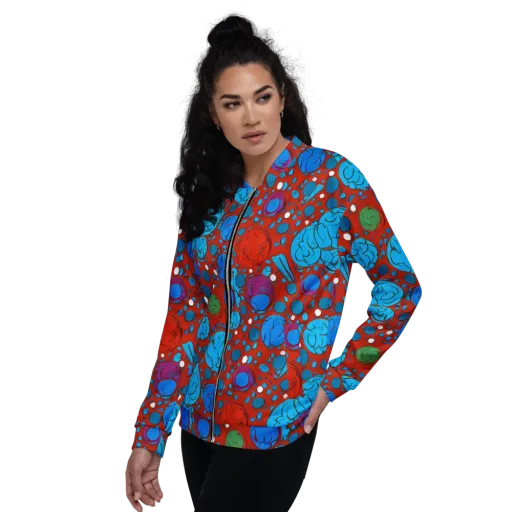 Scarlet Orbit on a Bomber Jacket