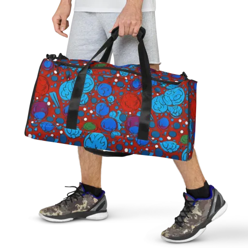 Scarlet Orbit on a Duffle Bag