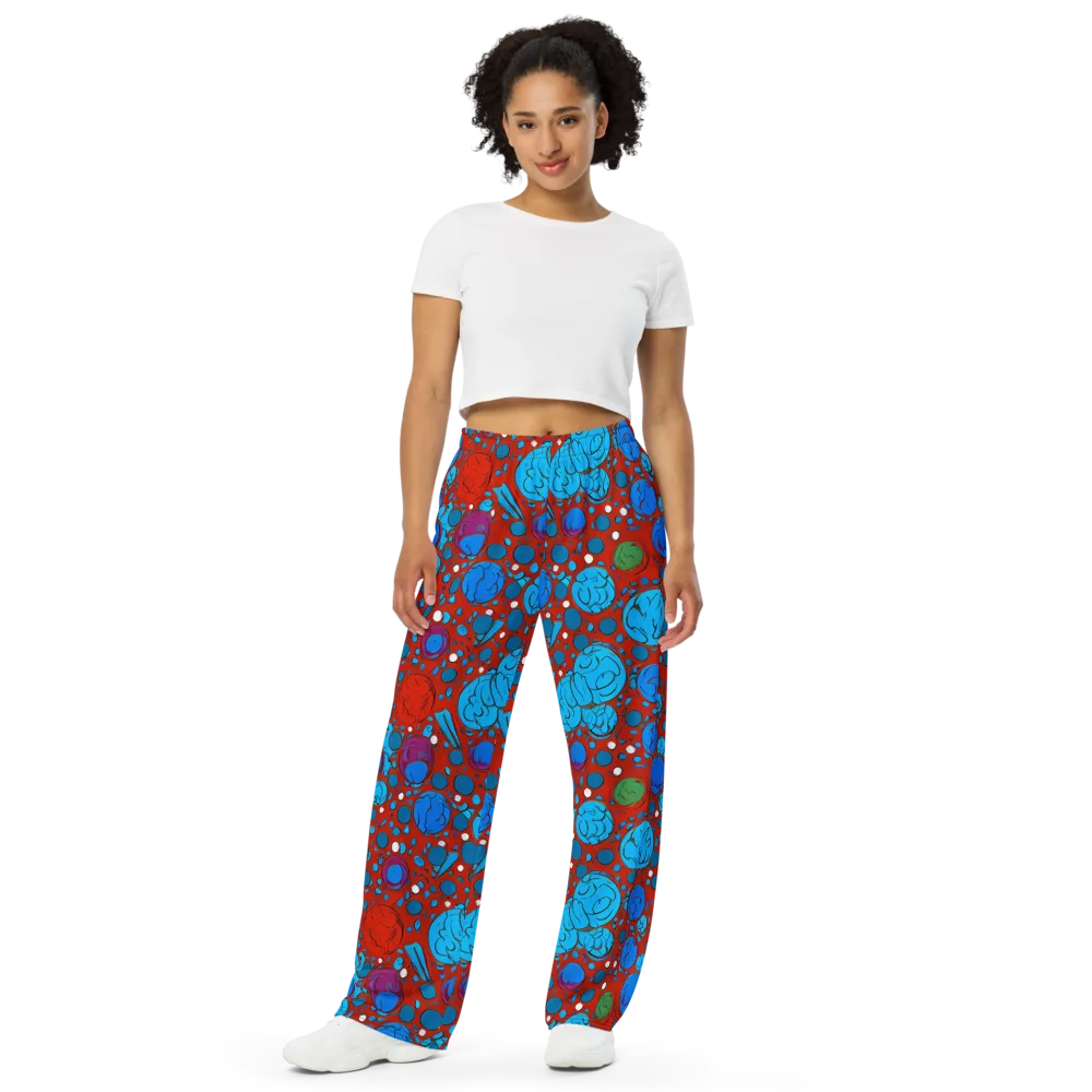 Scarlet Orbit on Wide-Leg Pants — Front