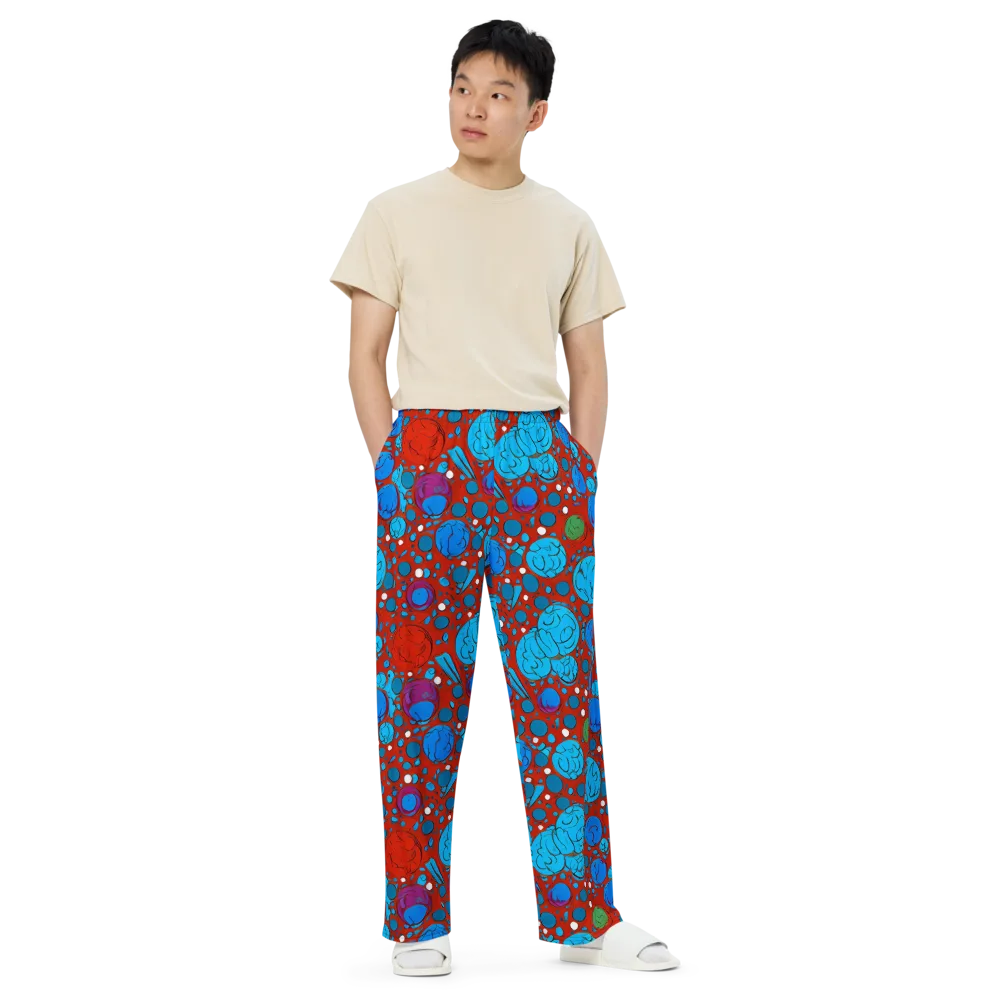 Scarlet Orbit on Wide-Leg Pants — Front