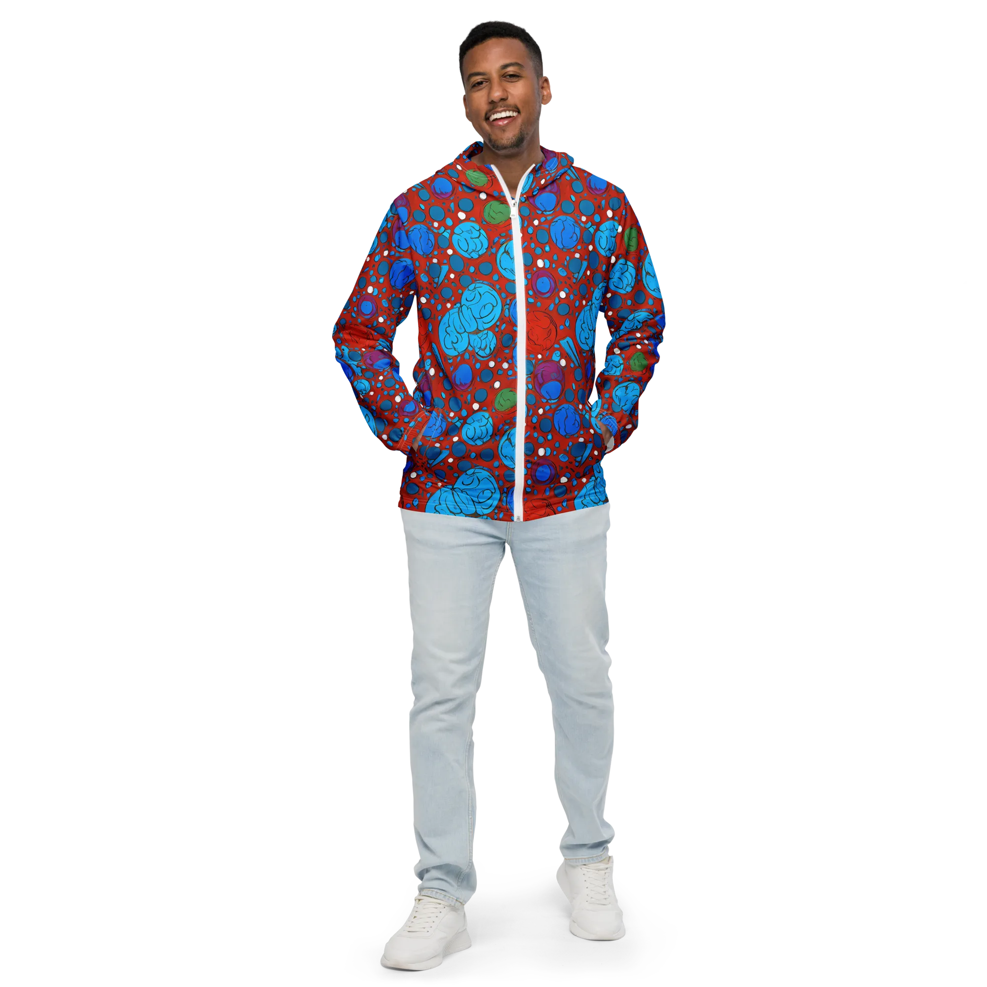 Scarlet Orbit on Men's Windbreaker — Front