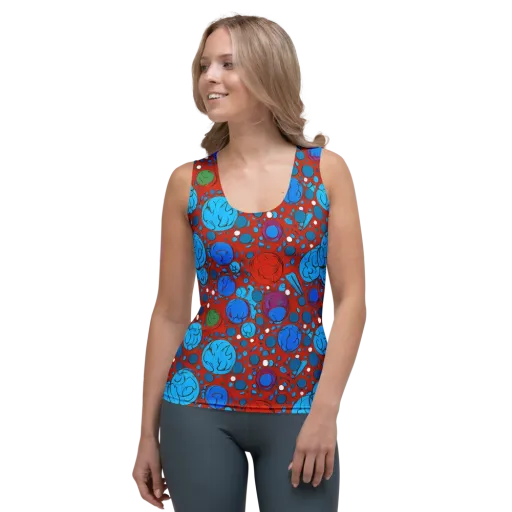 Scarlet Orbit on a Women's Tank Top