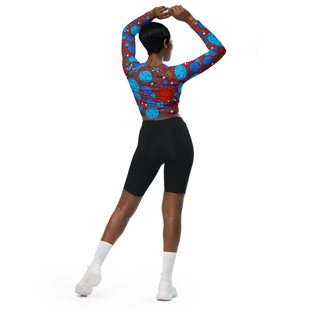 Scarlet Orbit on Long Sleeve Crop Top — Back