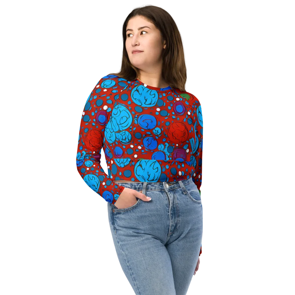 Scarlet Orbit on Long Sleeve Crop Top — Front