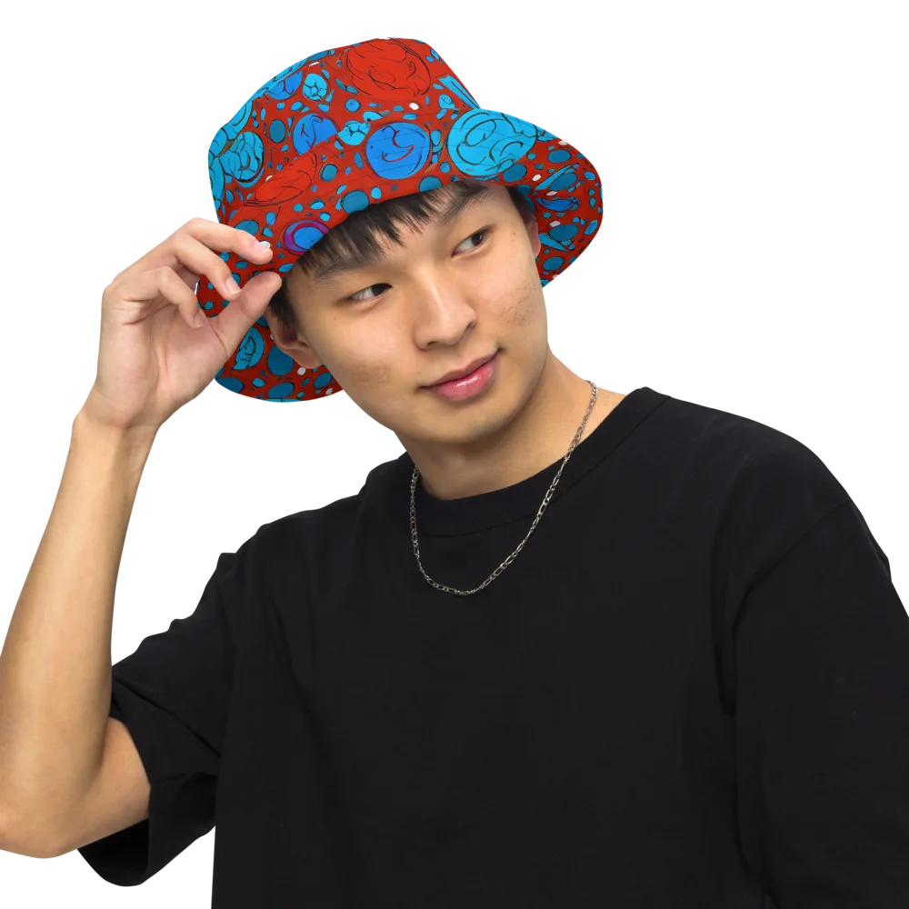 Scarlet Orbit on Reversible Bucket Hat — Front Inside