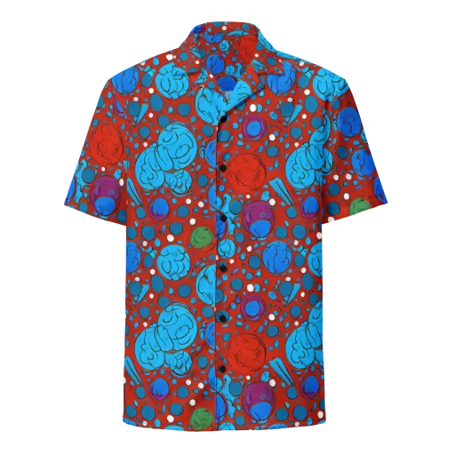 Scarlet Orbit on a Button Shirt