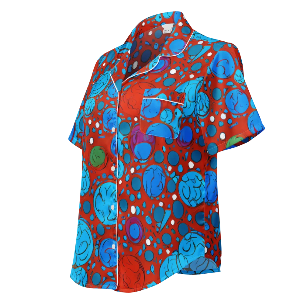 Scarlet Orbit on Women's Short Sleeve Pajama Top — Left Front