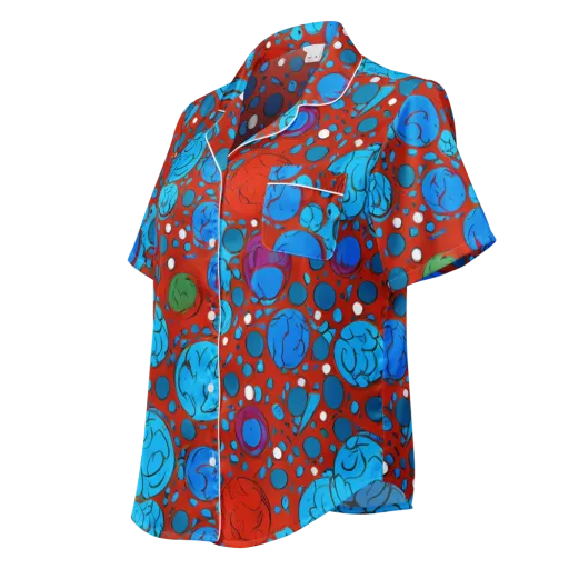 Scarlet Orbit on a Women's Short Sleeve Pajama Top