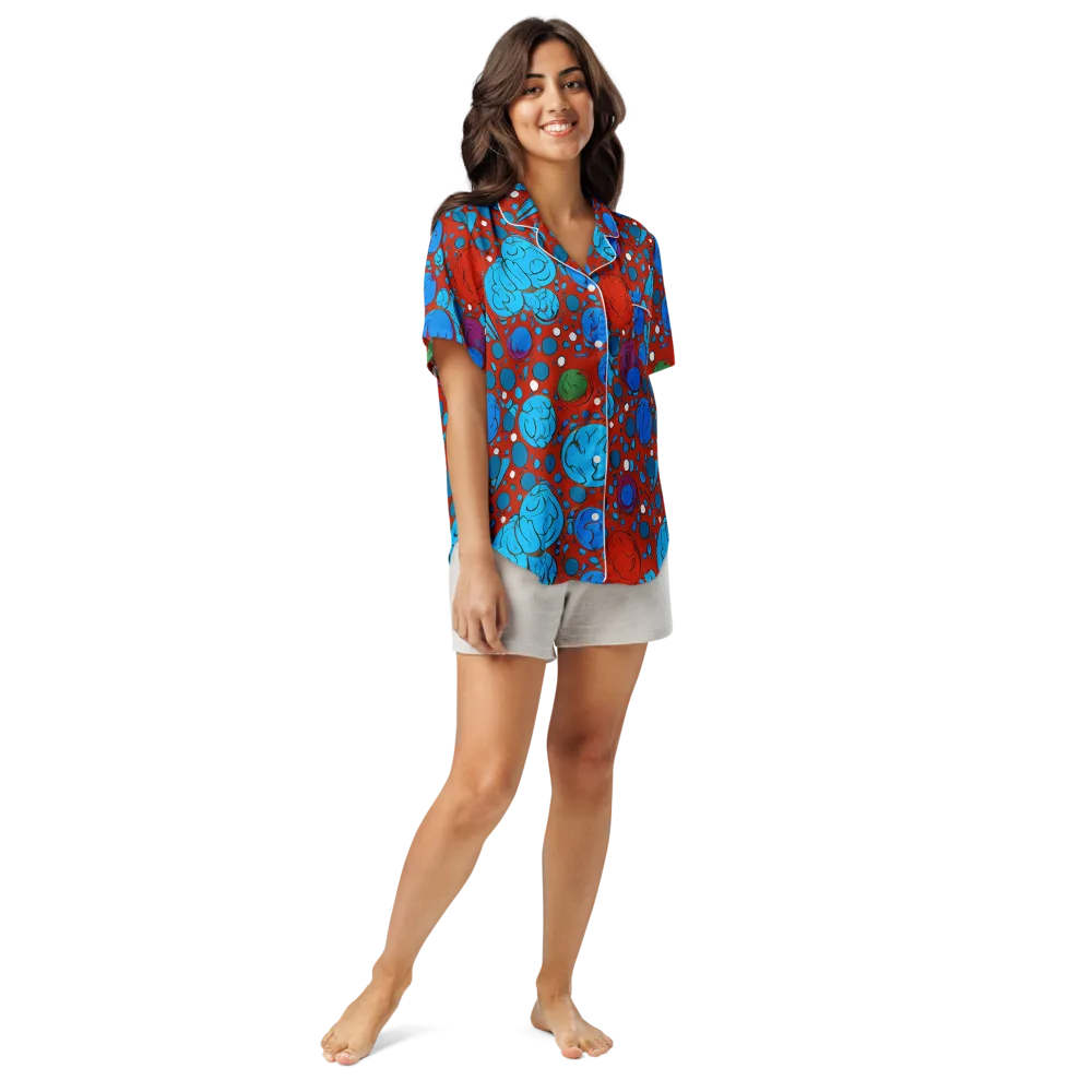 Scarlet Orbit on Women's Short Sleeve Pajama Top — Front