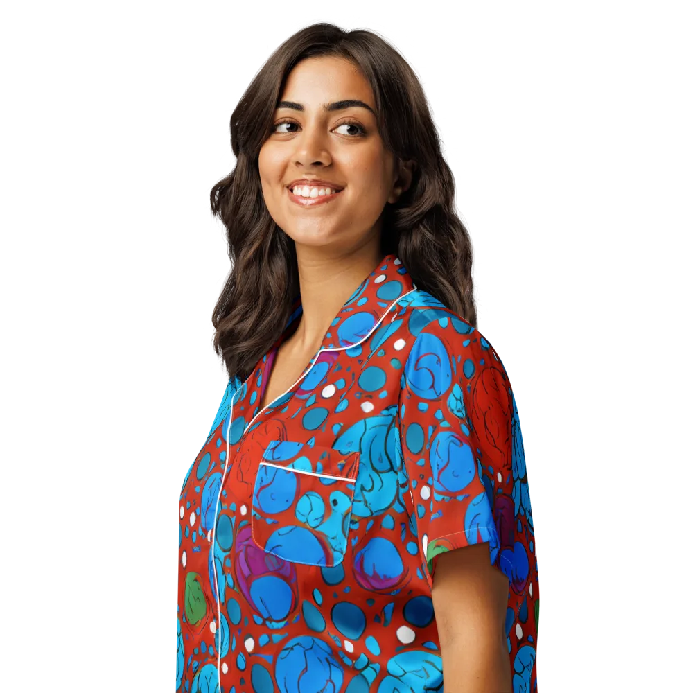 Scarlet Orbit on Women's Short Sleeve Pajama Top — Left Front