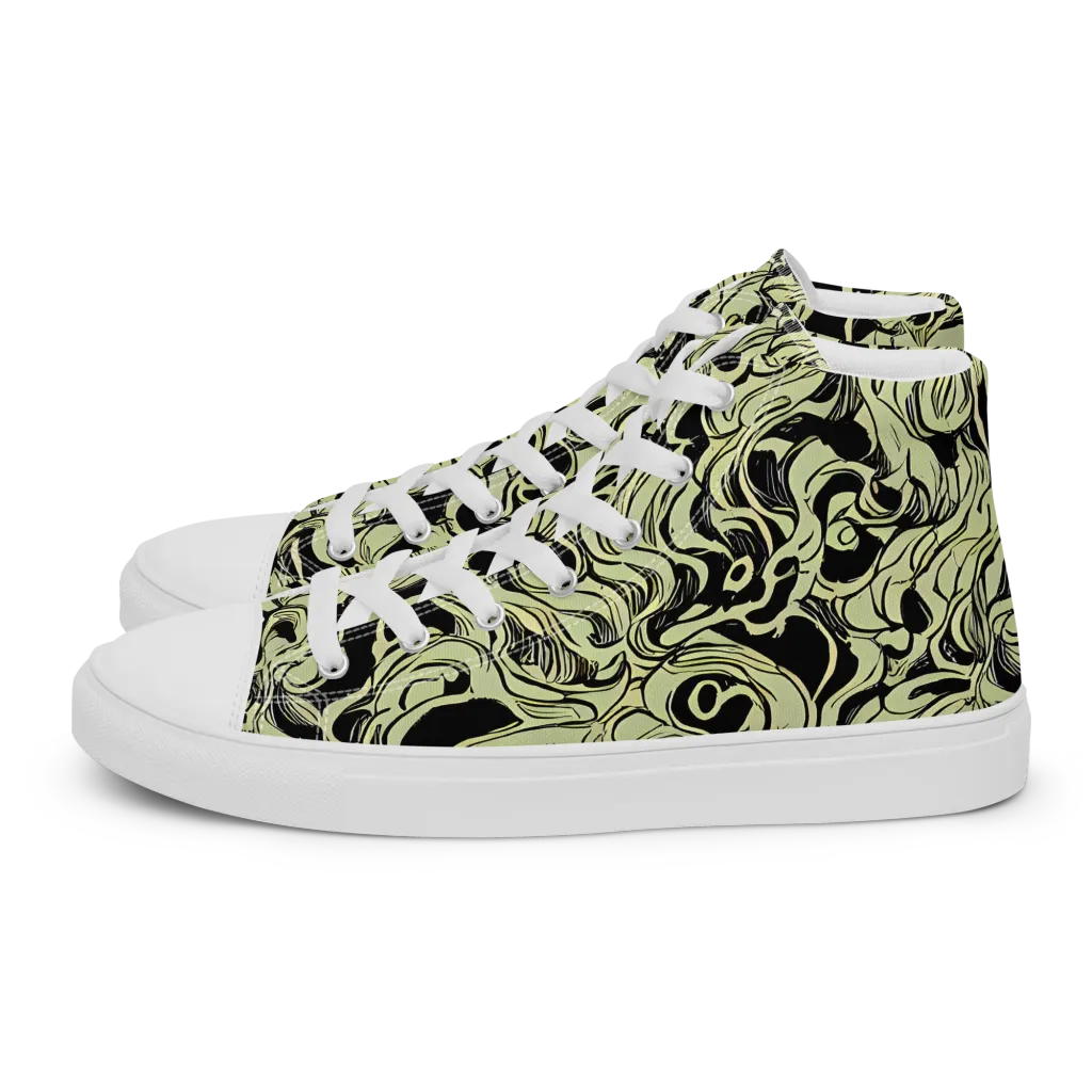 Obsidian Organics on Men's High Top Canvas Shoes — Left
