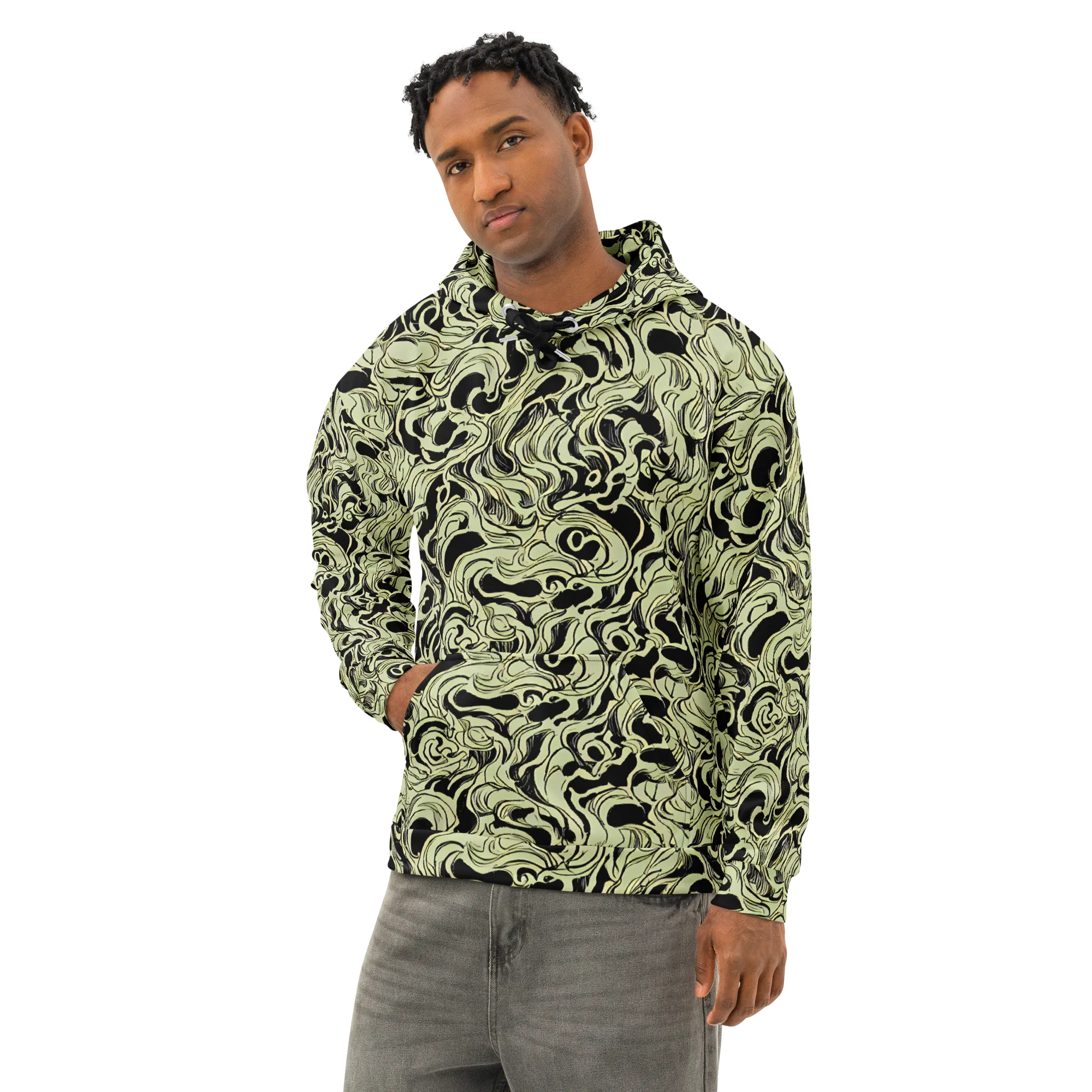 Obsidian Organics on Cotton Hoodie — Left Front