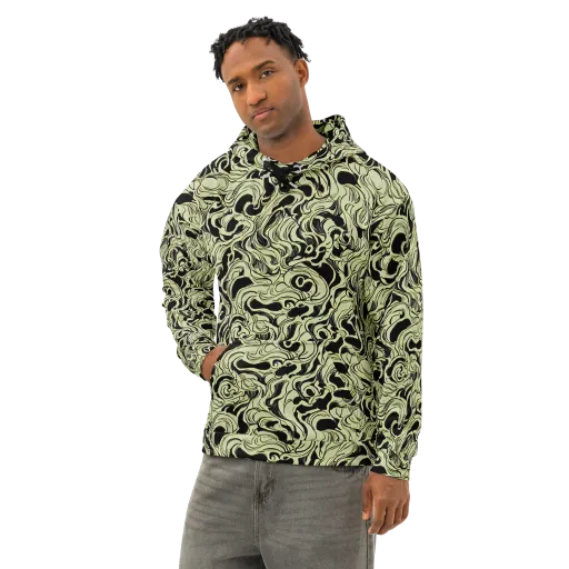Obsidian Organics on a Cotton Hoodie
