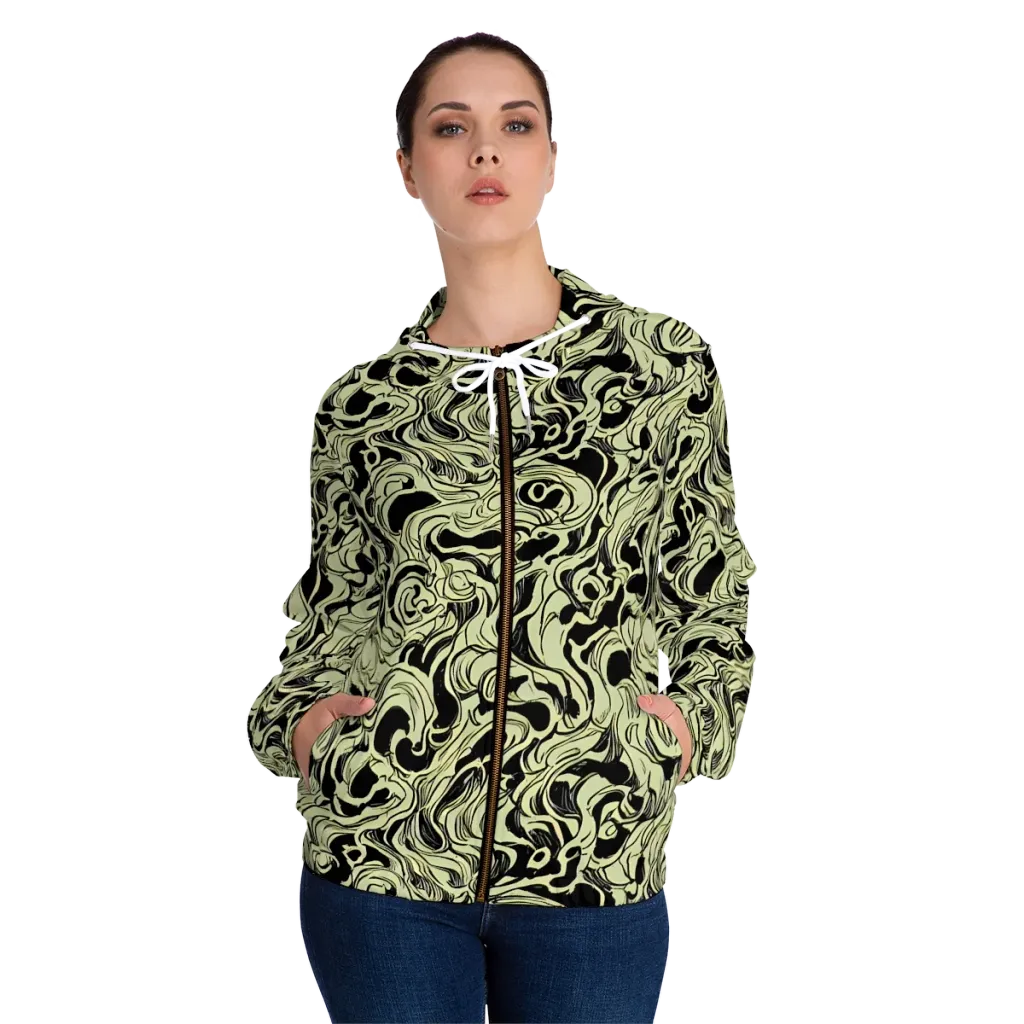 Obsidian Organics on Women's Full-Zip Hoodie — Front On Person