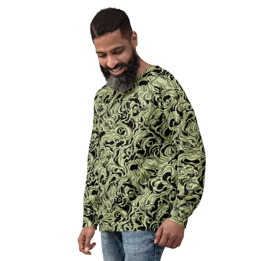 Obsidian Organics on a Sweatshirt