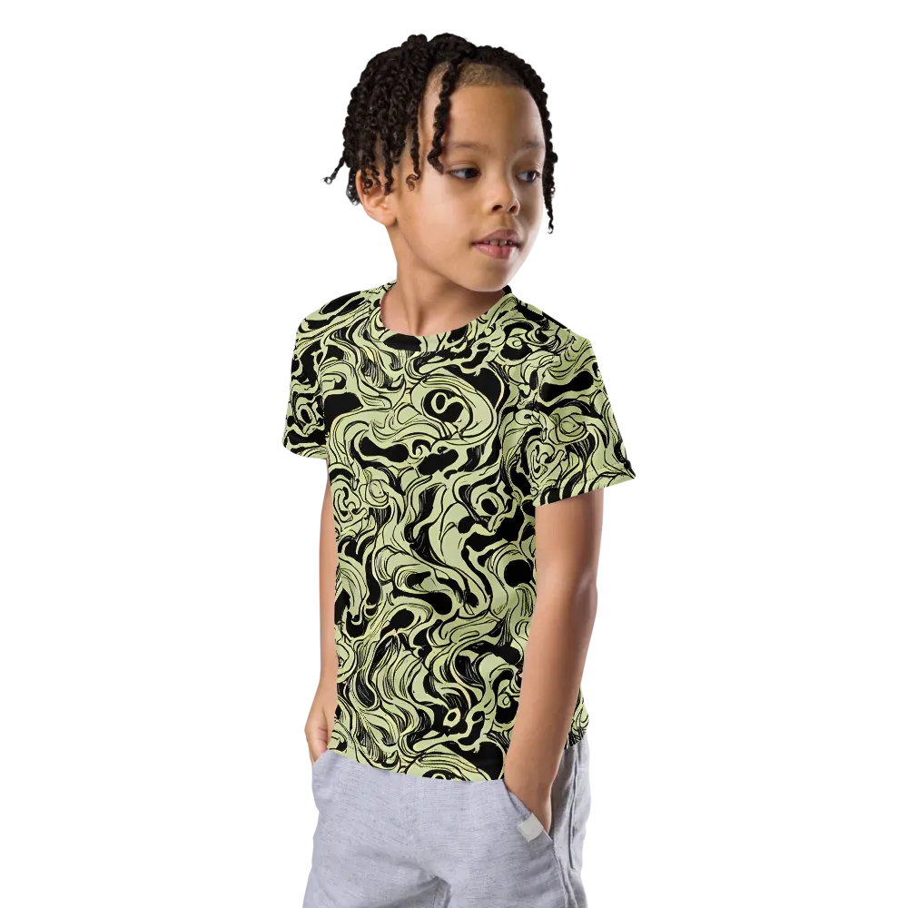 Obsidian Organics on Kids Crew Neck T-Shirt — Left Front