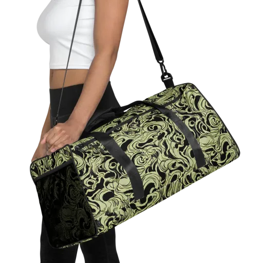 Obsidian Organics on a Duffle Bag