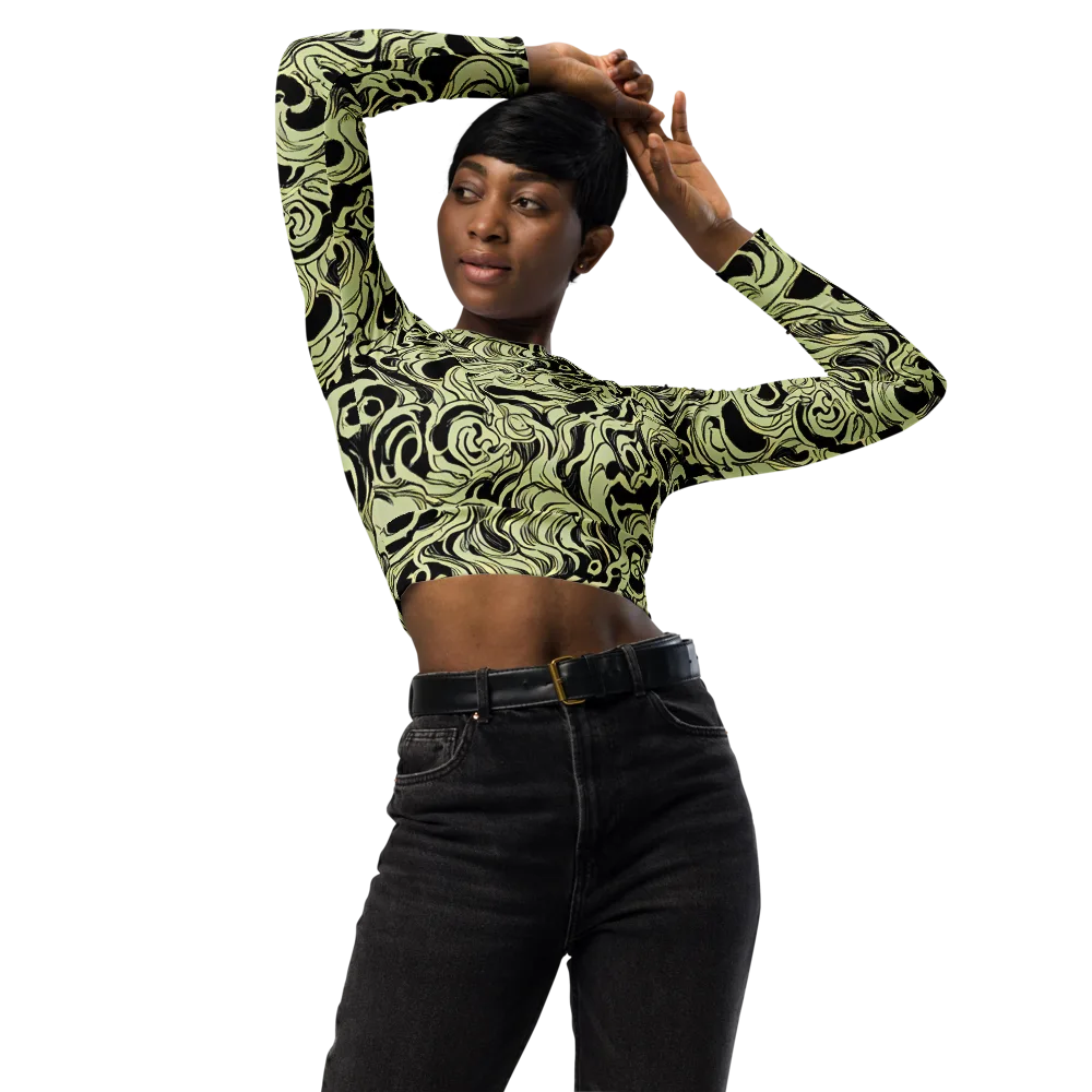 Obsidian Organics on Long Sleeve Crop Top — Front