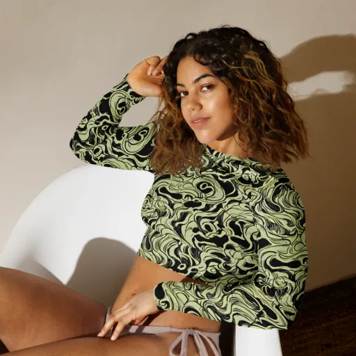 Obsidian Organics on a Long Sleeve Crop Top
