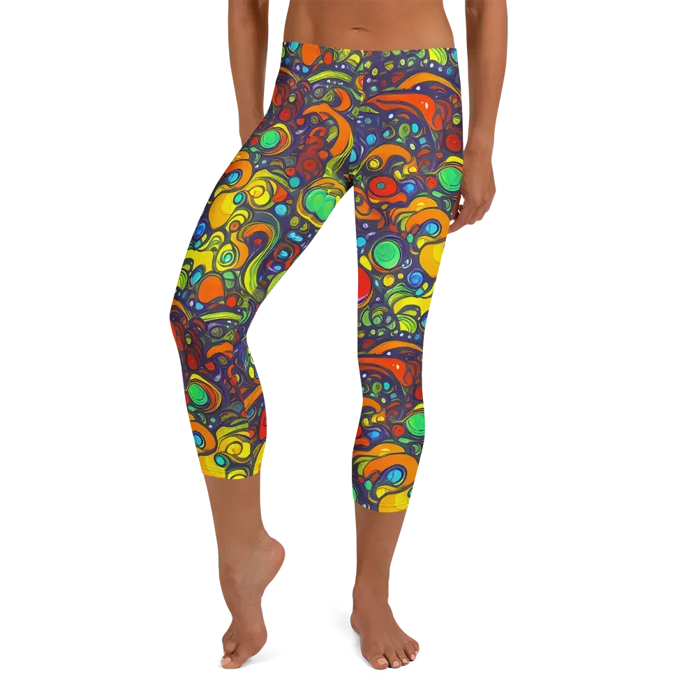 Orbiting Colors on Capri Leggings — Front