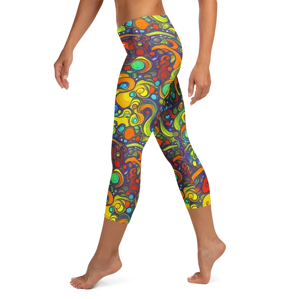 Orbiting Colors on Capri Leggings — Left