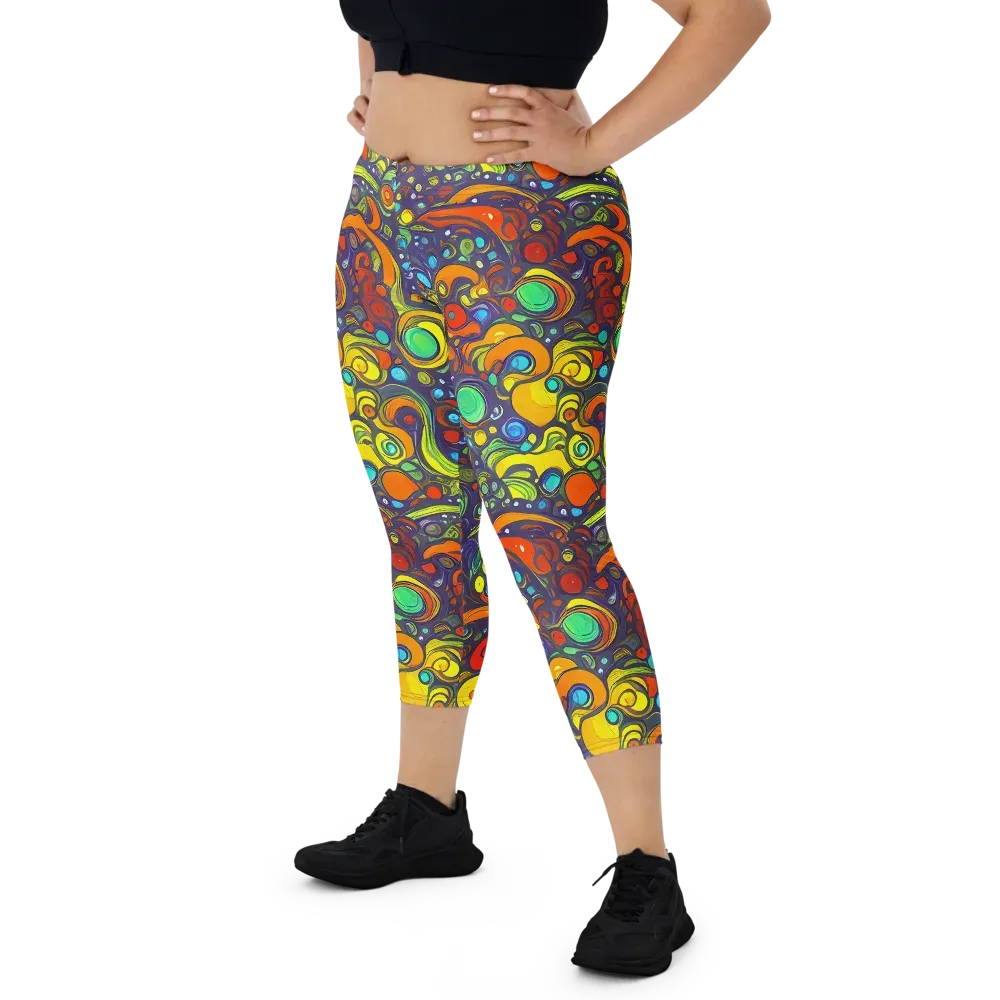 Orbiting Colors on Capri Leggings — Front