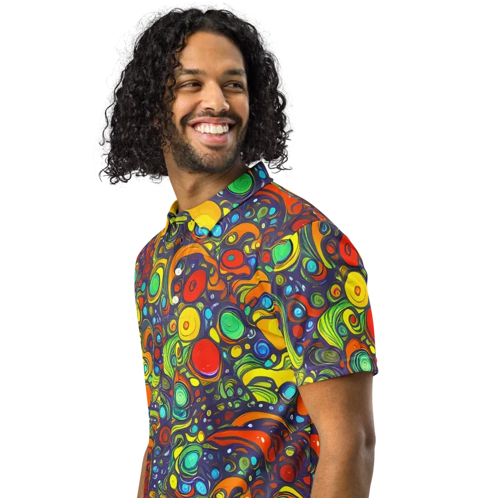 Orbiting Colors on Men's Slim Fit Polo Shirt — Left Front
