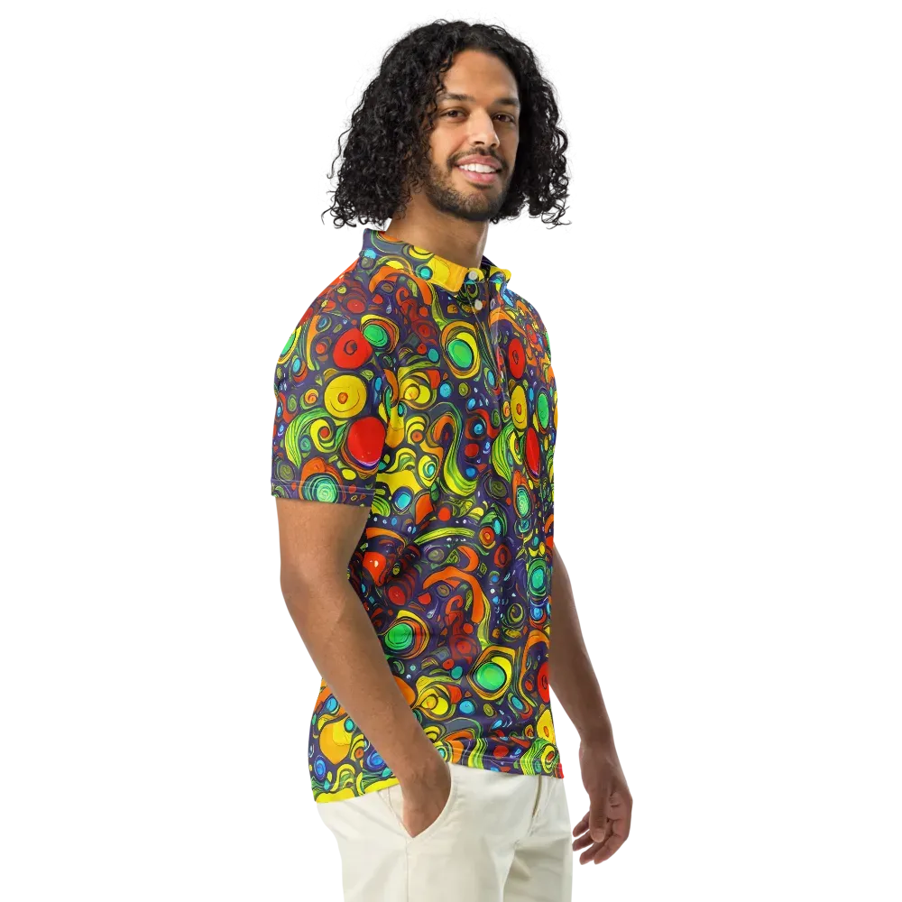 Orbiting Colors on Men's Slim Fit Polo Shirt — Right Front