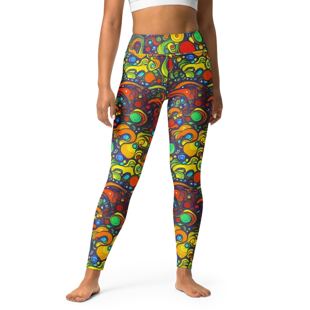 Orbiting Colors on Yoga Leggings — Front
