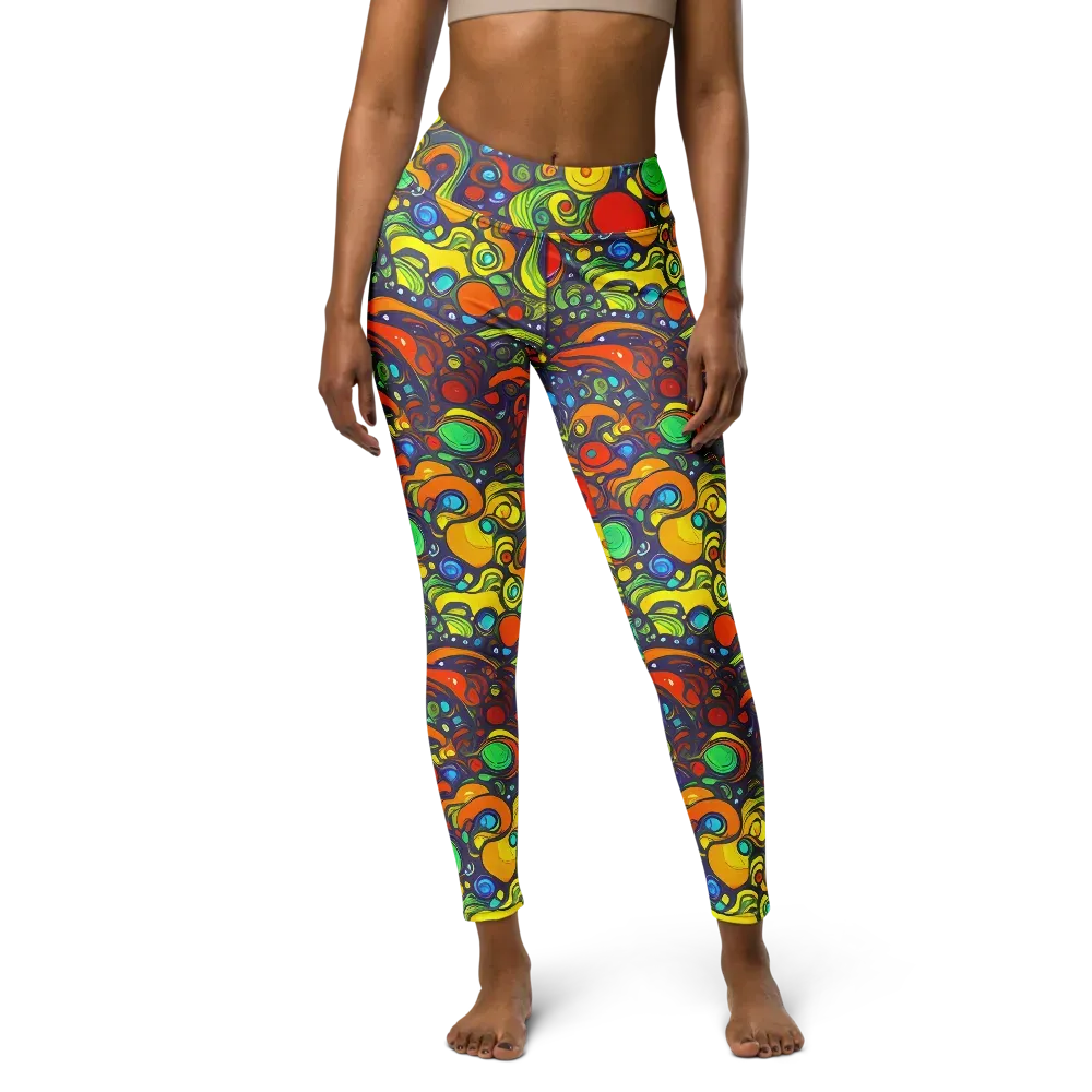 Orbiting Colors on Yoga Leggings — Front