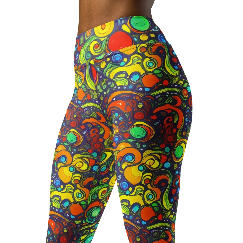 Orbiting Colors on Yoga Leggings — Left Front