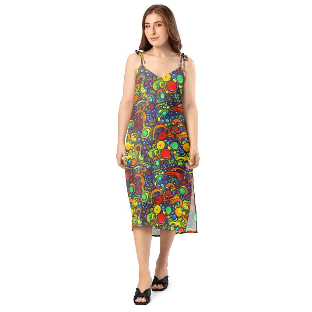 Orbiting Colors on Slip Dress — Front